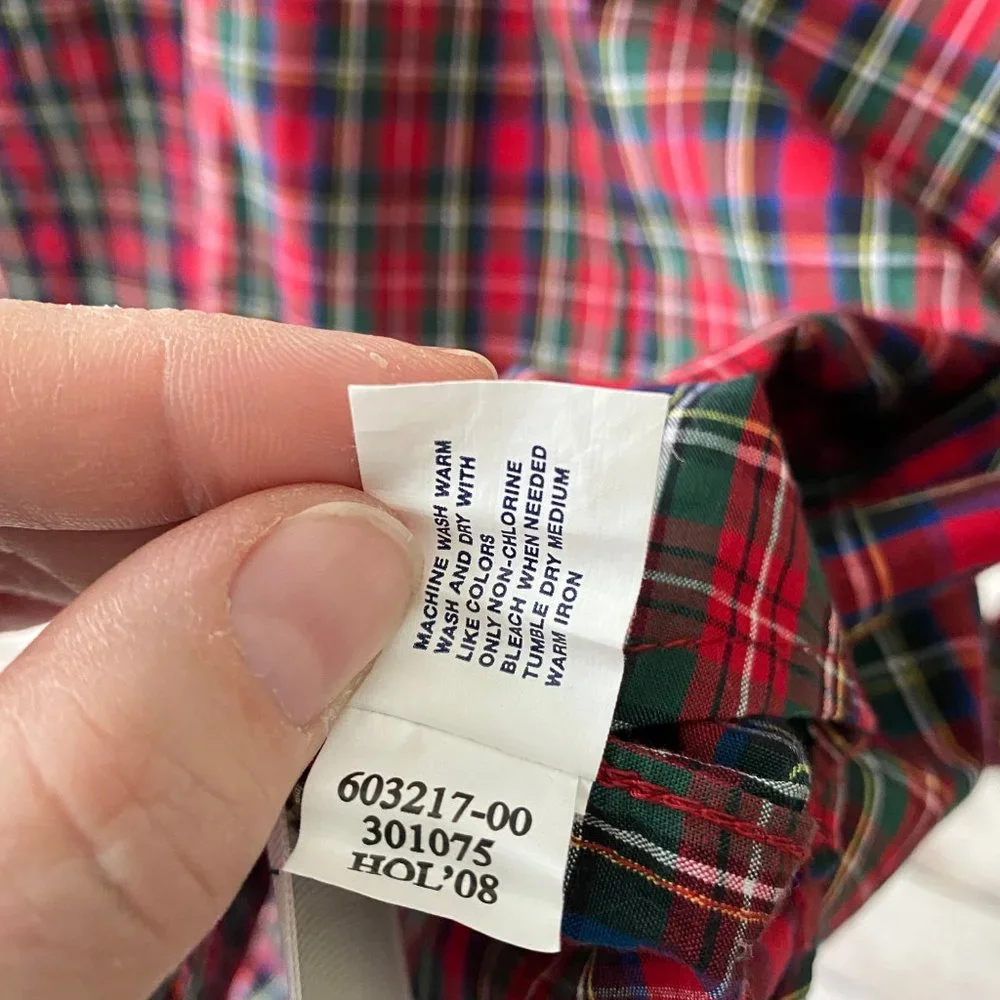 GAP Kids Boys L Red Plaid Button Down Shirt Long Sleeve Cotton Large